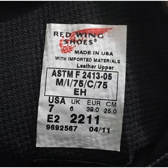 ?Mens Red Wing 2211 Brown Leather Safety 8\